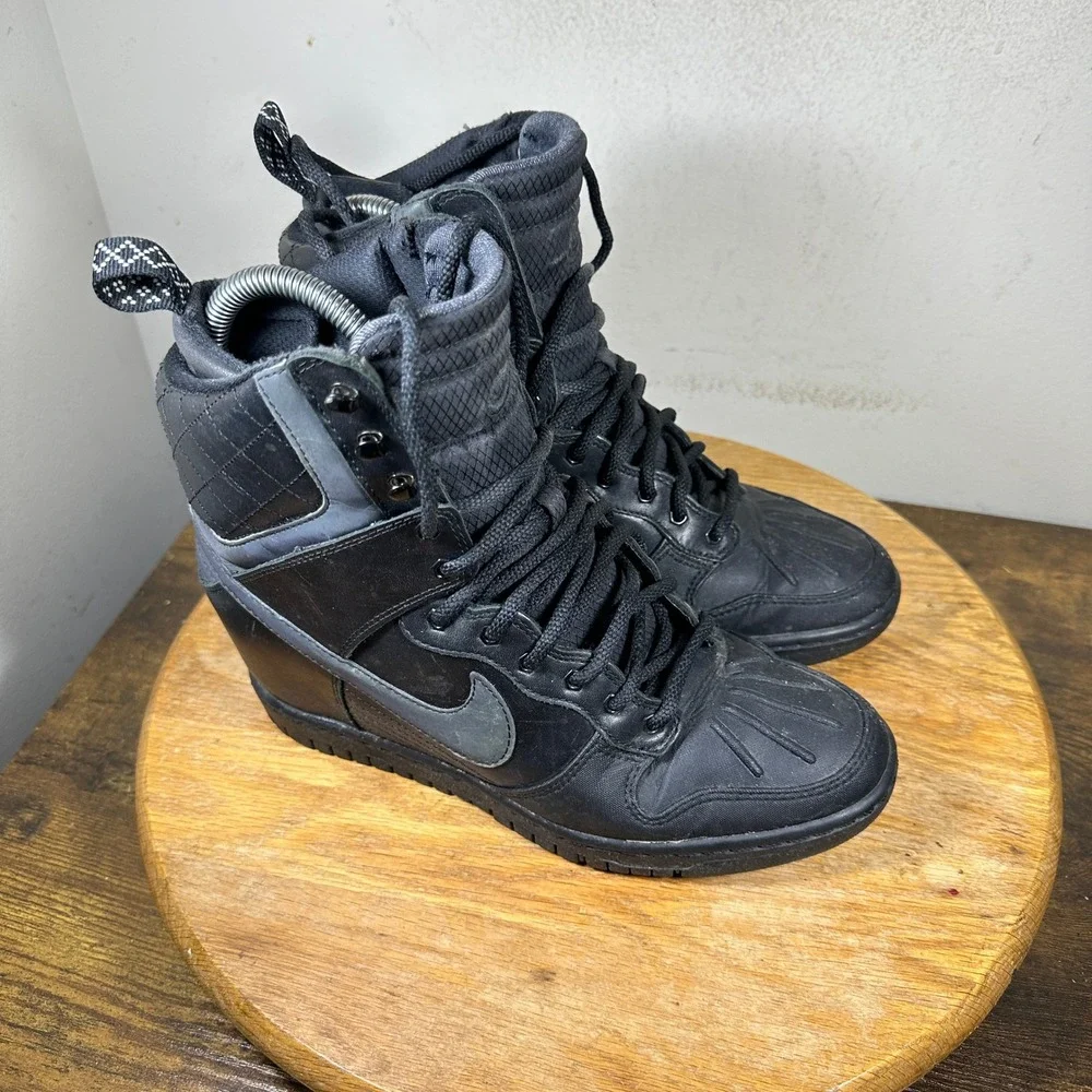 Nike Dunk High Skinny Sky Hi Sneakerboot Black Iridescent 807401-001 Womens 8